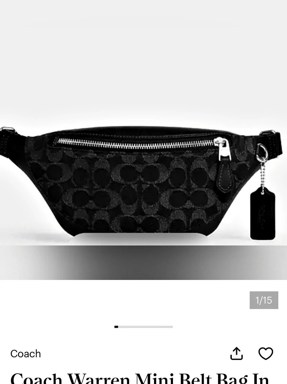 Coach Warren Mini Belt Bag Belt Bag in Black NWT